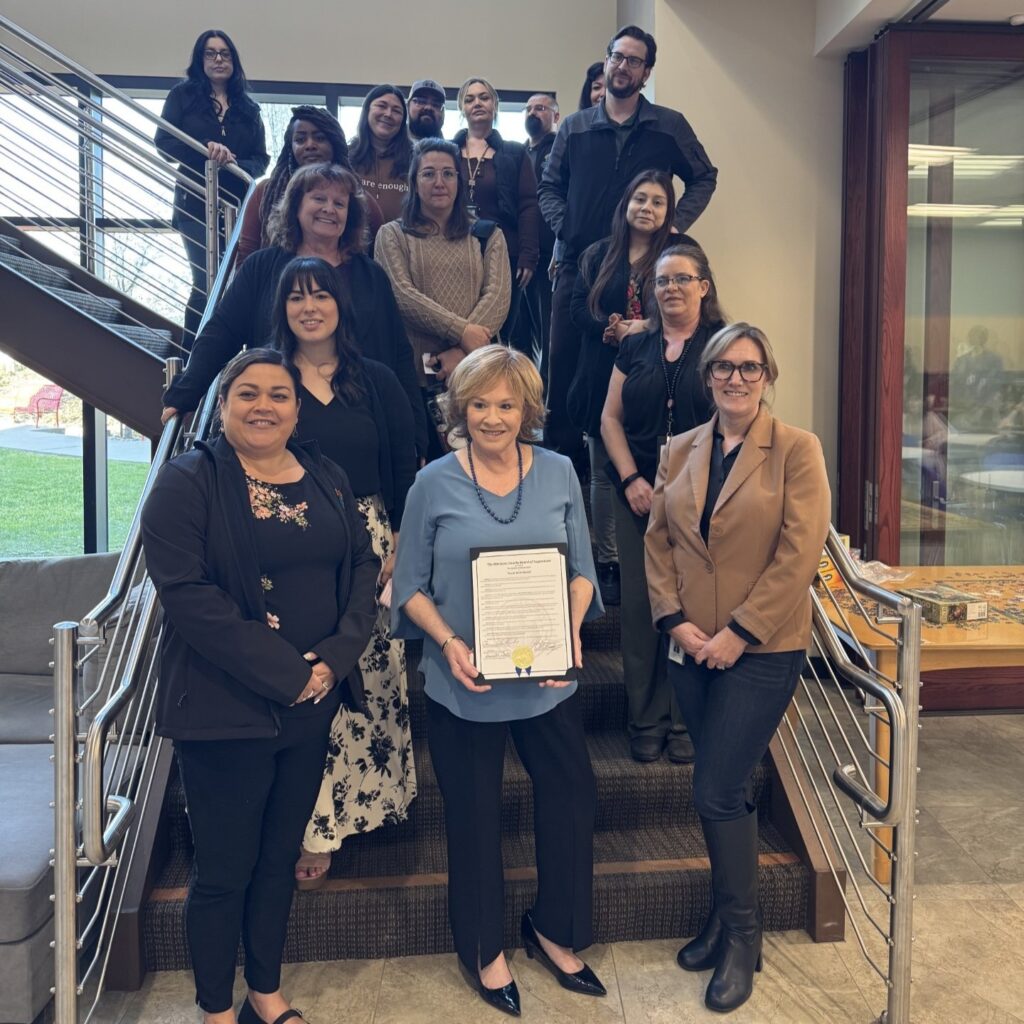 Group of people from Mariposa County Behavioral Health and Recovery Services on stairs