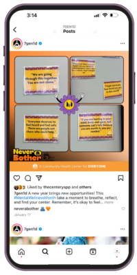 Pictured: Screenshot of one of The Center’s Youth Suicide Prevention Program partners' Never a Bother Instagram posts - 1 of 8