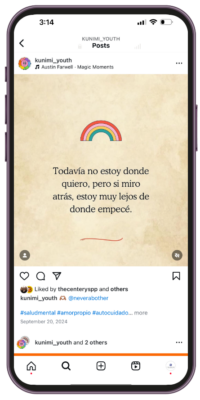 Pictured: Screenshot of one of The Center’s Youth Suicide Prevention Program partners' Never a Bother Instagram posts - 2 of 8
