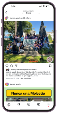 Pictured: Screenshot of one of The Center’s Youth Suicide Prevention Program partners' Never a Bother Instagram posts - 3 of 8