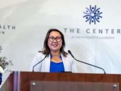 Kaying Hang giving opening remarts at the Foundations Speaker Series event
